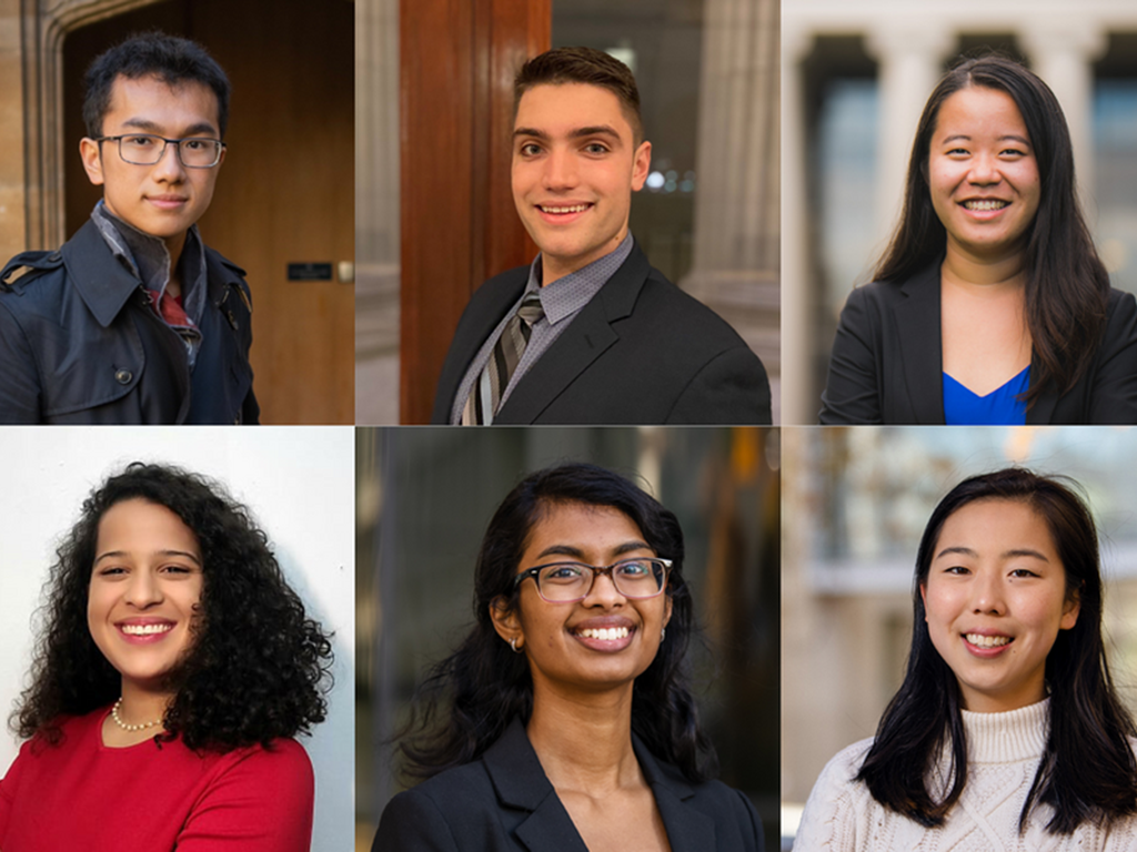 Photo Collage Top row, left to right: Sihao Huang, William Kuhl, Tingyu Li. Bottom row, left to right: Giramnah Pena-Alcantara, Sreya Vangara, Kelly Wu