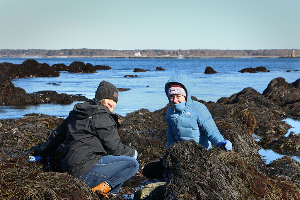 two students on rocks