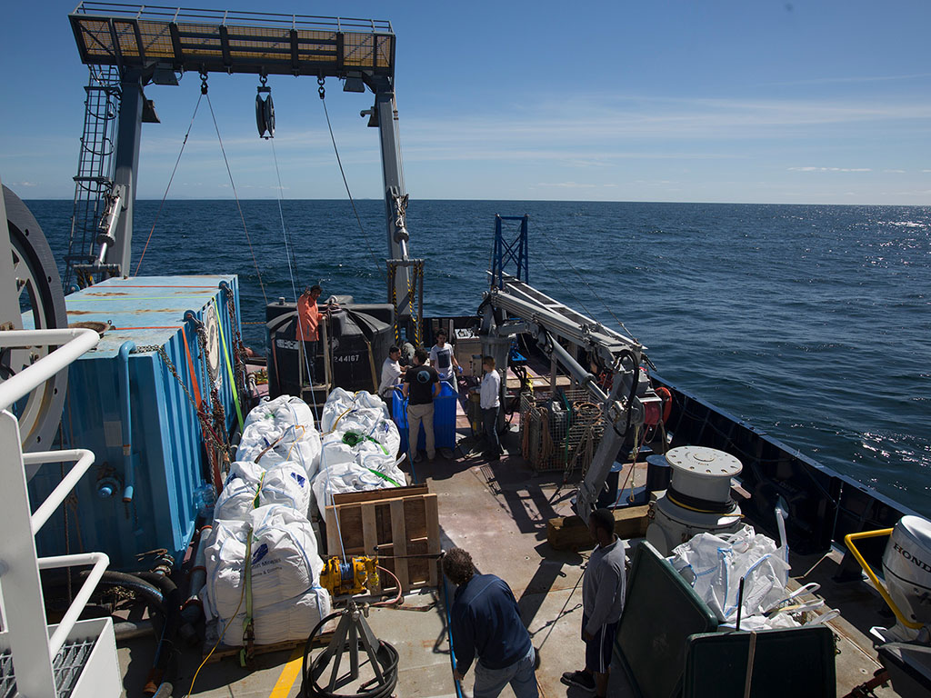 Scientists boarded the research vessel Sally Ride, and sailed off the coast of San Diego to study the dynamics of sediment plumes pumped into the ocean.