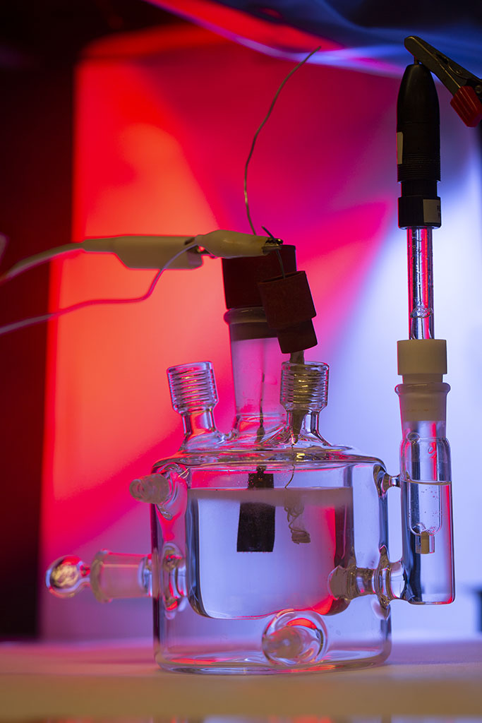 A three electrode cell setup 